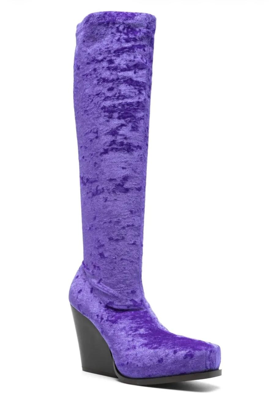 Stella McCartney Crushed Velvet Knee-High Boots Womens UK 39 US 8.5 NEW Purple
